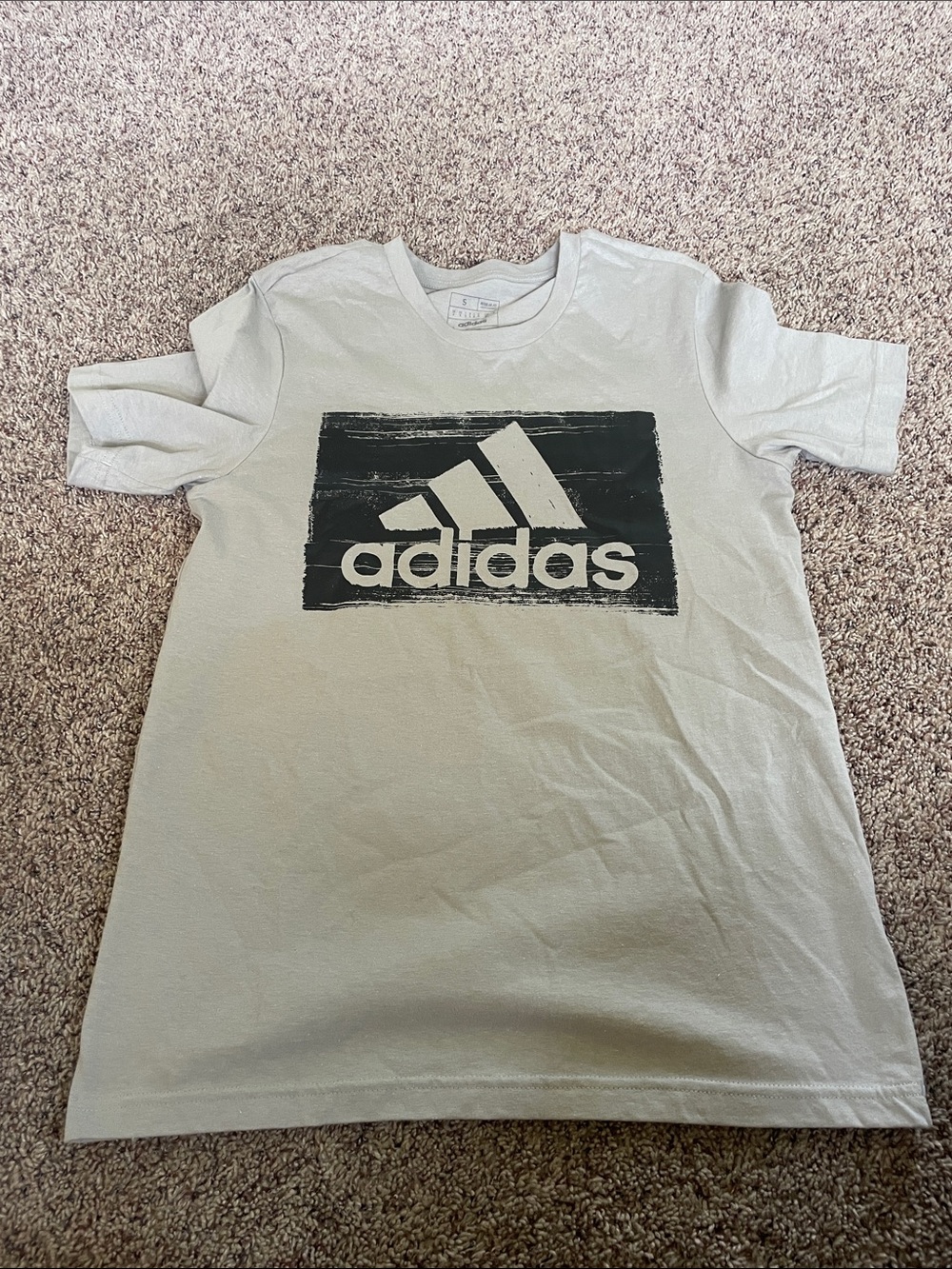 2- adidas men’s S Light Gray Tees with Black Logo